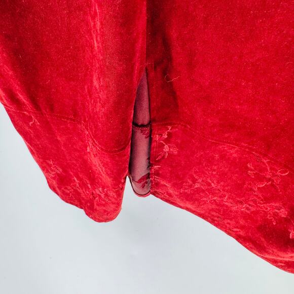 Vintage Petite Casuals Burgundy Faux Suede Embroidered Midi Dress PL Equestrian - Picture 7 of 11